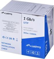 LANBERG LCU6-10CC-0305-BK UTP kabelis 1Gb/s 305m CCA Juodas (Black)