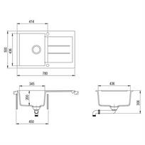 plautuve tesa - Plautuvė Aquasanita Tesa SQT101-202AW, akmens masė, 78 cm x 50 cm x 20 cm, pilka (Gray) - 2 nuotrauka