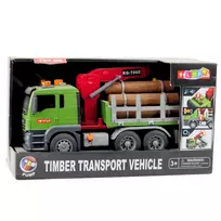 zaislai sunkvezimis - LEAN Toys Medienos transportavimo sunkvežimis su kranu, 1:14 - 4 nuotrauka