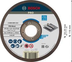 pjovimo diskai 115 - Metalo pjovimo diskas BOSCH, 115x22x1,6 mm - 2 nuotrauka