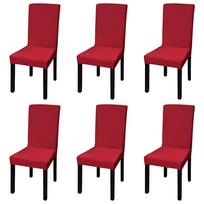 vidaXL Tiesūs įtempiami kėdžių užvalkalai, tamsiai raudoni (Dark Red), 6 vnt.