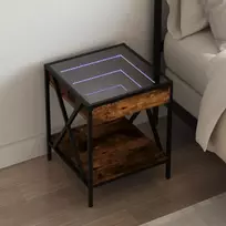 Naktinis staliukas vidaXL Infinity LED, dūminio ąžuolo (Smoked Oak), 40 x 40 x 49 cm