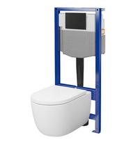 Cersanit Novado D253 pakabinamo unitazo komplektas su potinkiniu rėmu ir mygtuku, Juodas (Black)