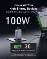 3 in 1 usb c - Anker Prime Charger 100W GaN 2xUSB-C 1xUSB-A Sidabrinis (Silver) - 2 nuotrauka