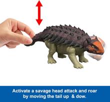 zaislinis dinozauras - Žaislinė figūrėlė Mattel Jurassic World Rebirth Wild Roar Ankylosaurus, ruda/žalia/oranžinė - 5 nuotrauka