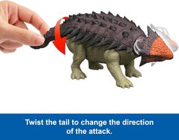 zaislinis dinozauras - Žaislinė figūrėlė Mattel Jurassic World Rebirth Wild Roar Ankylosaurus, ruda/žalia/oranžinė - 6 nuotrauka