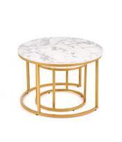 stalas 60 40 - Paola, aukso/baltas, 60 cm x 60 cm x 40 cm - 2 nuotrauka