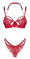 apatinis trikotazas moterims - Obsessive obs Set red S/M Seksuali liemenėlė - 2 nuotrauka