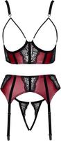 stringai moterims - Cottelli lingerie Bra, Suspender Belt & String L Seksuali liemenėlė - 4 nuotrauka