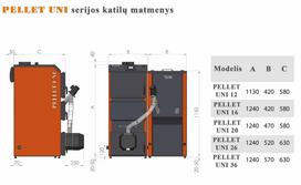 granulinis degiklis - Granulinis katilas Aukštaitijos katilai Pellet Uni 16, komplekte su KIPI ROT POWER 16 kW degikliu, 230 l talpa - 3 nuotrauka