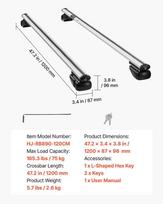 universalus stogo skersiniai - Vevor Stogo skersiniai universalūs 75 kg, aliuminiai - 4 nuotrauka