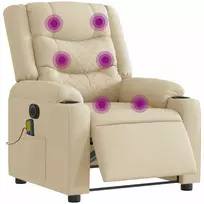 Fotelis vidaXL Elektrinis atlošiamas masažinis krėslas, kreminė (Cream)