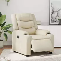 Fotelis vidaXL Elektrinis atlošiamas krėslas, kreminė (Cream), dirbtinė oda