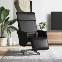 Fotelis vidaXL Atlošiama masažinė kėdė su pakoja, Juodas (Black), dirbtinė oda