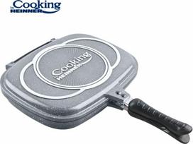 grilis - Heinner HR-ZCT-32DG, dvipusė grilio keptuvė, 32x24x7.5 cm, pilka (Gray) - 1 nuotrauka