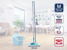 grindu plovimo sluota - Leifheit PowerClean M grindų šepetys 33 cm, žydra (Light Blue) - 2 nuotrauka