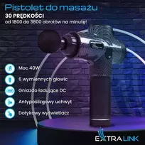 masazo pistoletas - Extralink Massage Gun Pro ,  Masažo pistoletas, Juodas (Black) - 9 nuotrauka