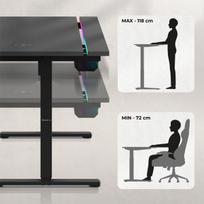 Huzaro Hero 8.7 RGB Electric Gaming Desk Juodas (Black)