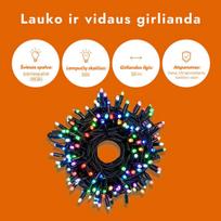 rgb lemputes - Kalėdinė girlianda PROLED 50 m, RGB - 6 nuotrauka