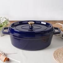 zyle ketaus emaliuoti puodai - Zyle Ovalus emaliuotas ketaus puodas ZY040BLKI, mėlynas (Blue), 7.8 l - 2 nuotrauka