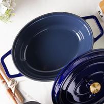 zyle ketaus emaliuoti puodai - Zyle Ovalus emaliuotas ketaus puodas ZY040BLKI, mėlynas (Blue), 7.8 l - 4 nuotrauka
