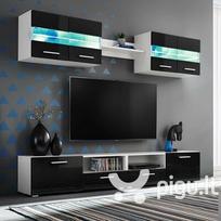 Sieninė TV sekcija su LED šviesomis, 5 dalių