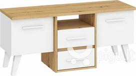 TV staliukas Meblocross Nordis 3D, ąžuolo/baltos spalvos