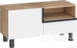 TV staliukas Meblocross Lars 08 1D1S, baltos/šviesios ąžuolo spalvos