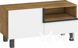 TV staliukas Meblocross Lars 08 1D1S, baltos/ąžuolo spalvos