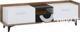 TV staliukas Meblocross Box 09 2D1S, tamsiai rudas/baltas