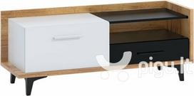 TV staliukas Meblocross Box 08 1D1S, šviesiai rudas/baltas