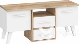 TV staliukas Nordis 3D, ąžuolo/baltos spalvos