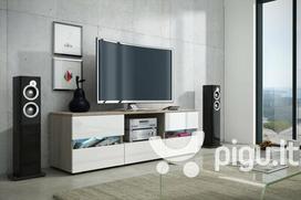 TV staliukas Global II, ąžuolo/baltos spalvos