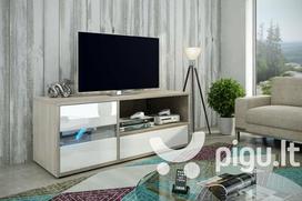 TV staliukas Global I, baltos/ąžuolo spalvos