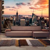 Fototapetas Artgeist New York: The Skyscrapers And Sunset 3XLNEW010789, 245 cm x 245 cm