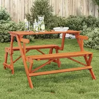 Lauko stalas vidaXL Pikniko stalas su suolais 2 viename, eglės medienos masyvas, Tamsiai ruda (Dark Brown)