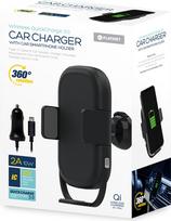wireless telefono laikiklis - Platinet Car Holder With Wireless Qi Charger Black (Juodas) - 2 nuotrauka