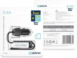 usb c power adapter - Platinet car power adapter 3.4A USB-A   USB-C - 2 nuotrauka