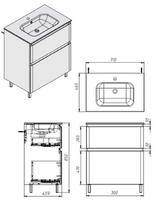 praustuvas su spintele 70 - Vonios spintelė Ester ES-70, balta (White) - 2 nuotrauka