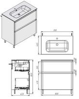 esteras - Vonios spintelė su praustuvu Ester ES-80, balta (White) - 3 nuotrauka
