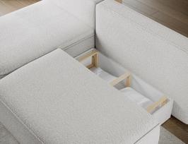 lova x 220 - Livosa Royal 01 kampinė sofa-lova, balta (White) - 3 nuotrauka
