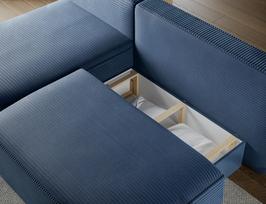lova x 220 - Kampinė sofa-lova Livosa Jarell 40, tamsiai mėlyna (Dark Blue), kairinė, 144 x 220 cm x 93 cm - 3 nuotrauka