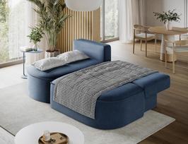 lova x 220 - Kampinė sofa-lova Livosa Jarell 40, tamsiai mėlyna (Dark Blue), kairinė, 144 x 220 cm x 93 cm - 4 nuotrauka