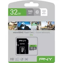 sd kortele 2gb - PNY Elite, 32 GB MicroSDHC CL10 + SD adapteris - 3 nuotrauka