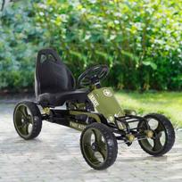 go kartai - Homcom Go Kart pedalinis kartingas su rankiniu stabdžiu, žalias (Green) - 9 nuotrauka