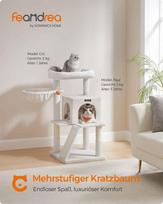 dideliu kaciu draskykle - Feandrea Draskyklė katėms su erdvia platforma, balta (White) - 7 nuotrauka