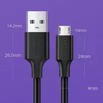 ugreen micro usb laidas - Ugreen micro USB QC 3.0 2.4A 0.25m Black - 4 nuotrauka
