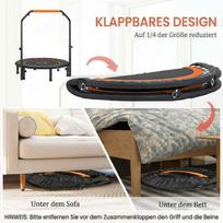 homcom sulankstomas - HOMCOM 102 cm sulankstomas mini batutas su keturiomis reguliuojamo aukščio rankenomis, juodas (Black) - 6 nuotrauka