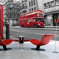 Fototapetas Artgeist Red Bus And Phone Box In London, 231 cm x 231 cm