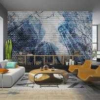 Fototapetas Artgeist Street Art - Mural With New York Architecture And Ink Effect MNEW010307, 105 cm x 105 cm